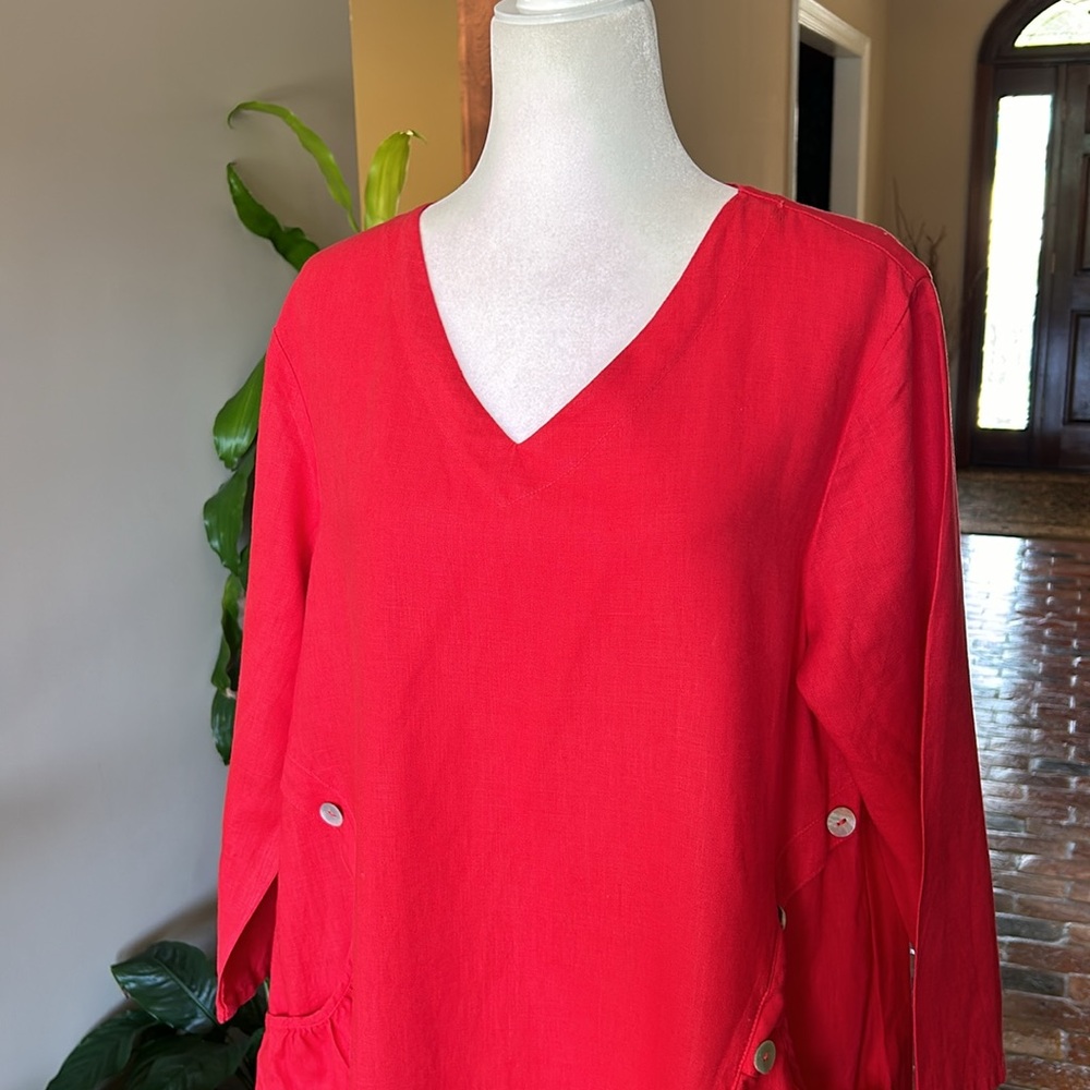 Match Point %100 linen dress sz Large - Picture 4 of 11